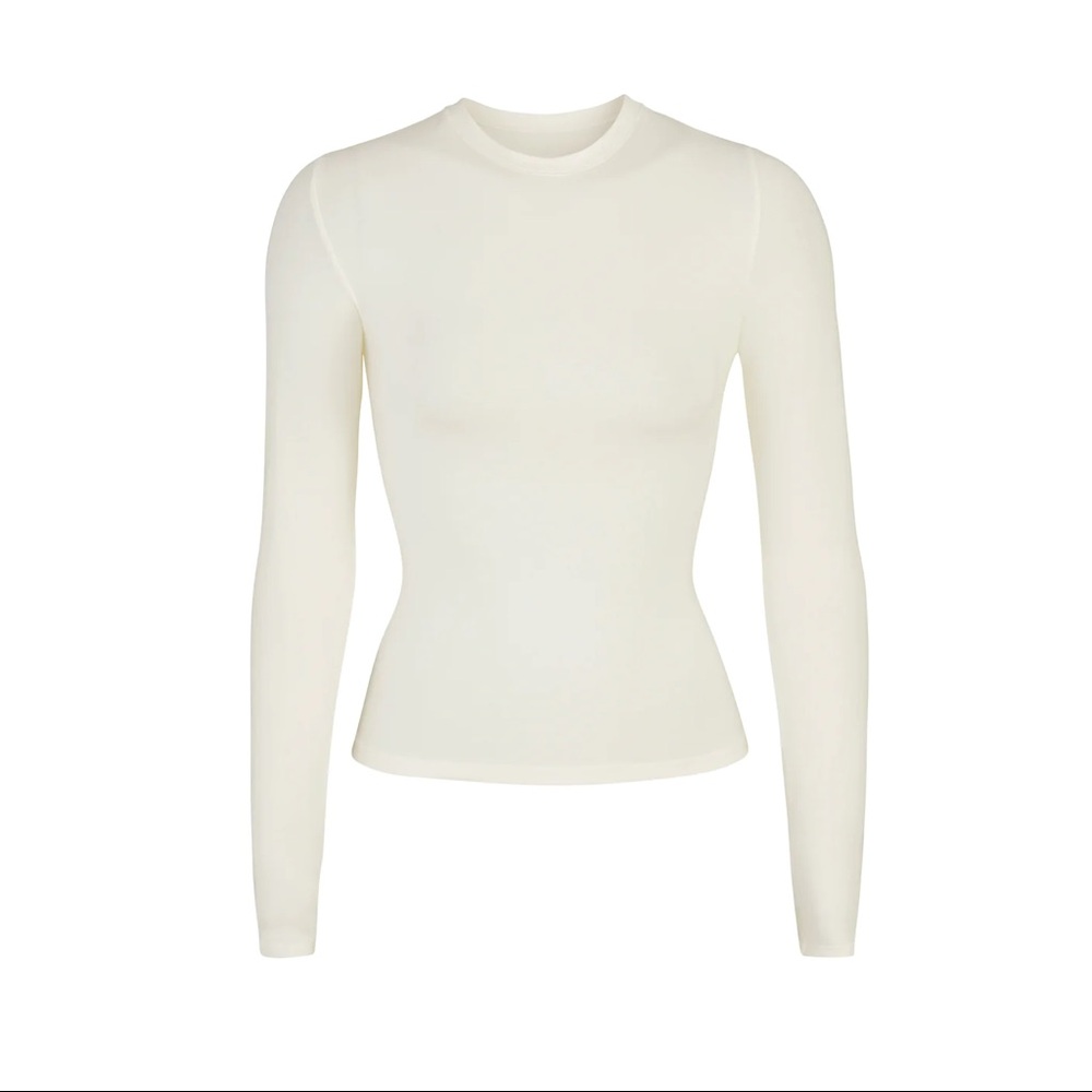 SKIMS Cotton Jersey Long Sleeve Top in Bone